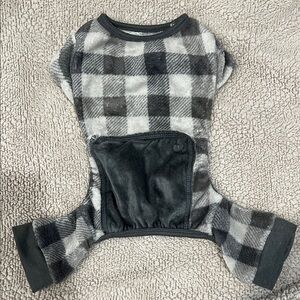 Black & Gray Buffalo Plaid Fleece Pet Pajamas